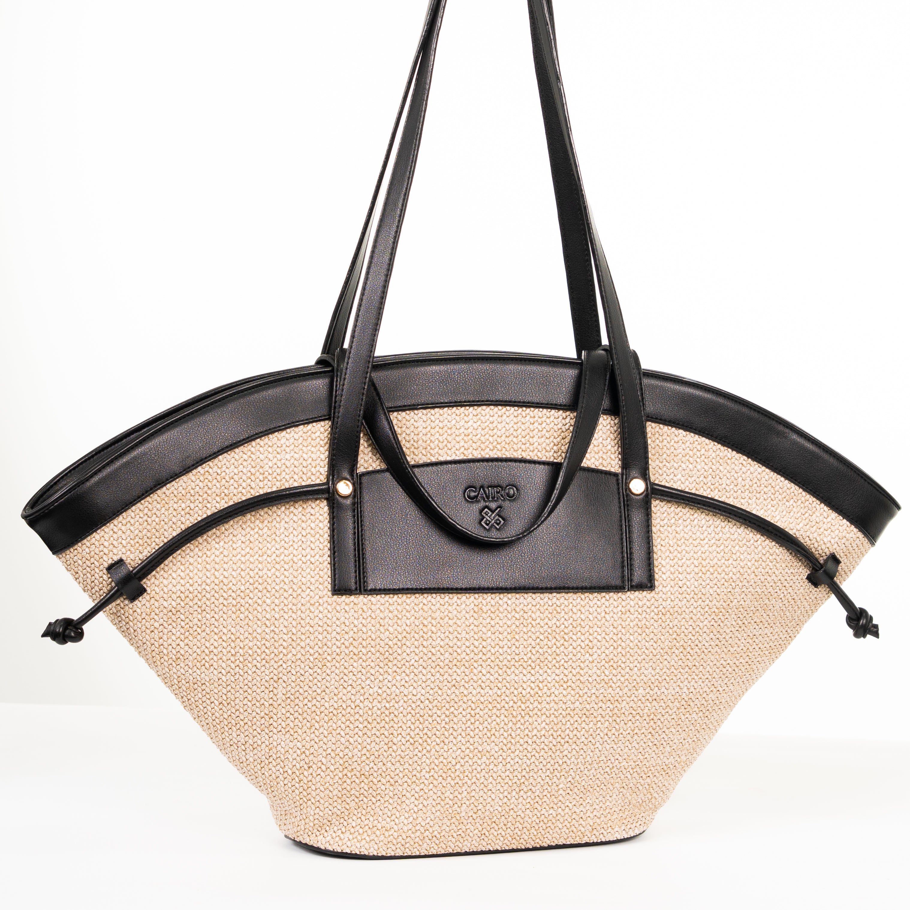 Cairo  Raffia Tote — Black