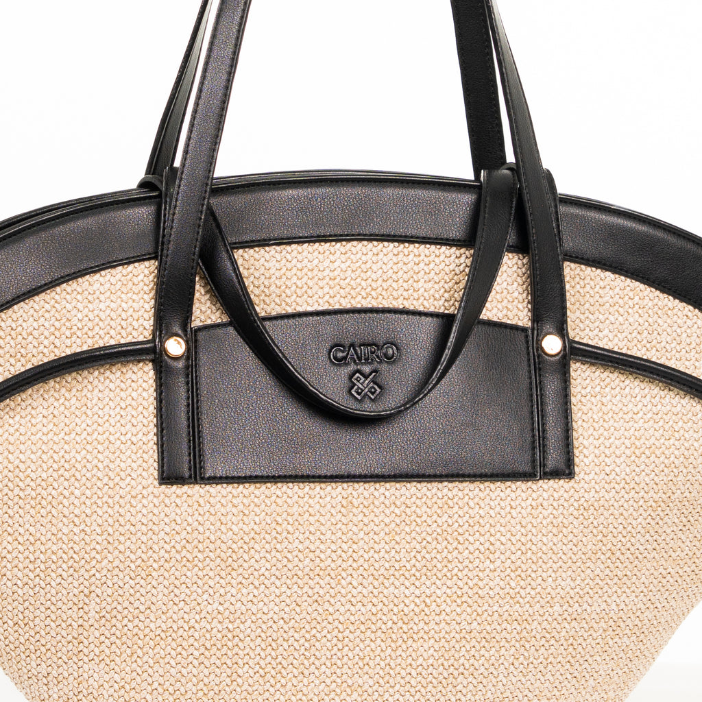 Cairo  Raffia Tote — Black