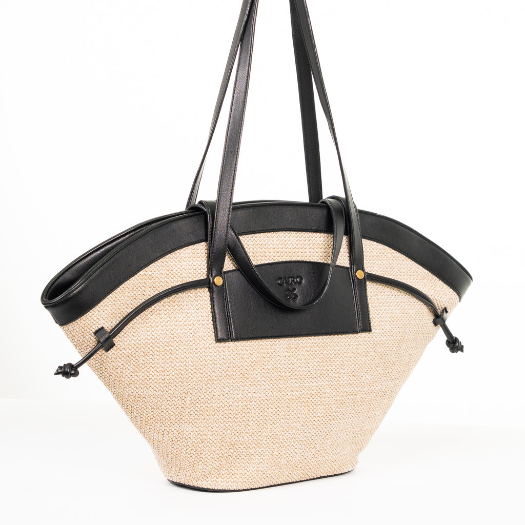 Cairo  Raffia Tote — Black