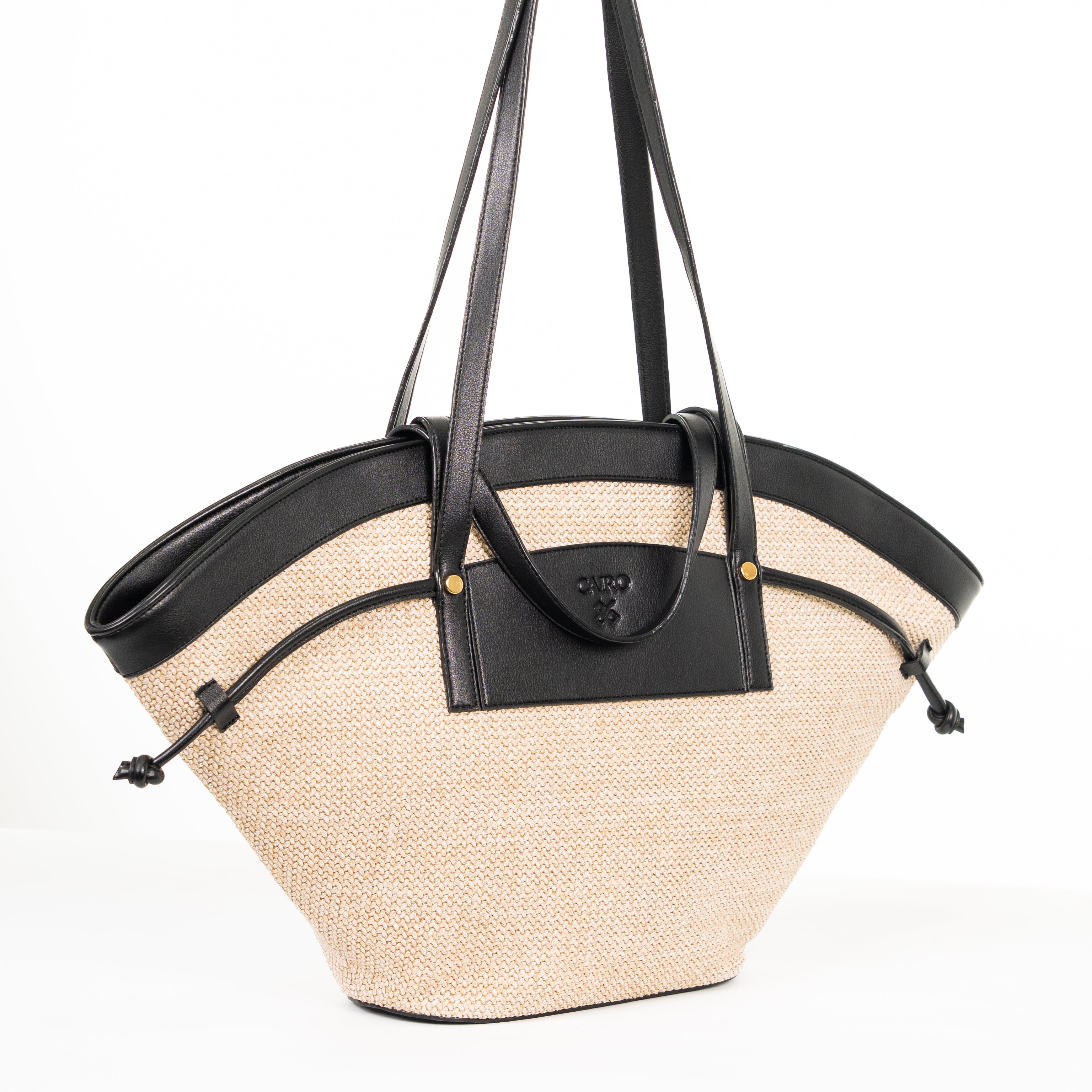 Cairo  Raffia Tote — Black