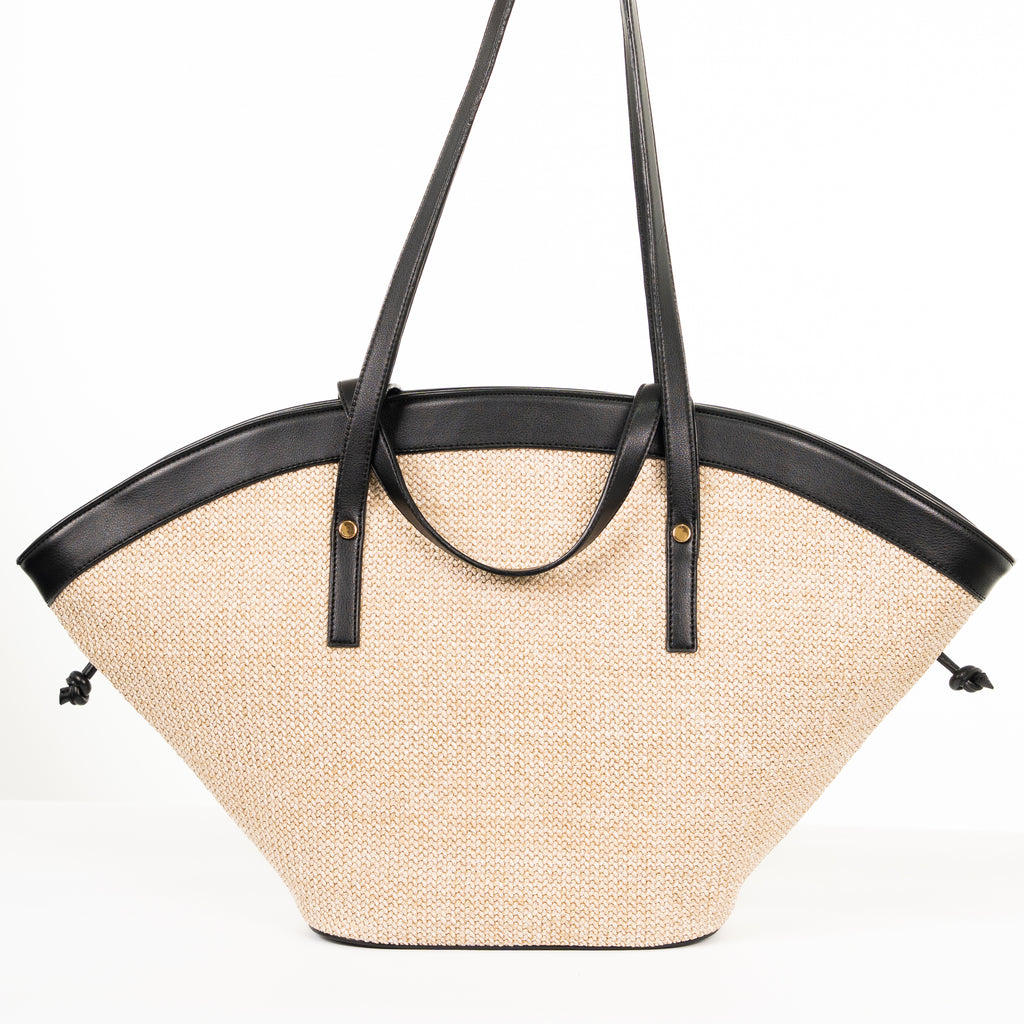 Cairo  Raffia Tote — Black
