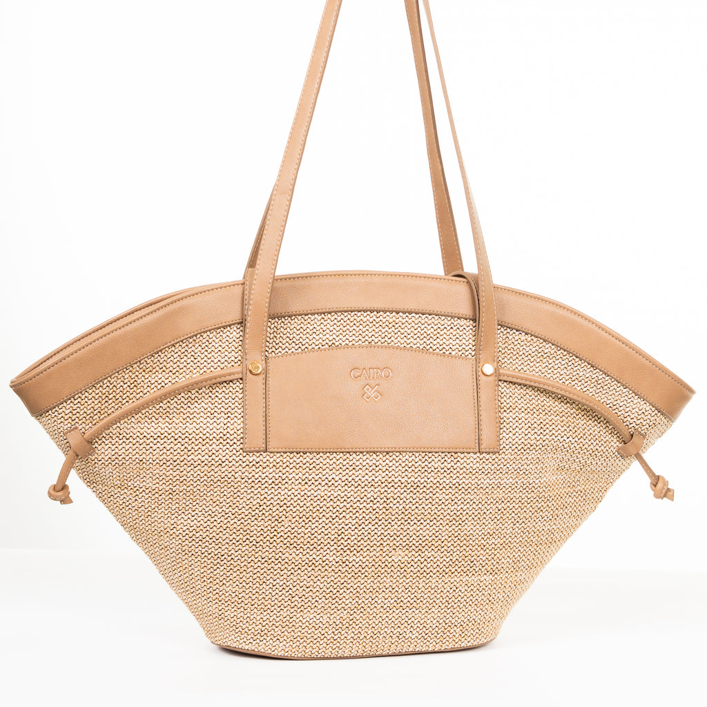 Cairo Raffia Tote — Beige