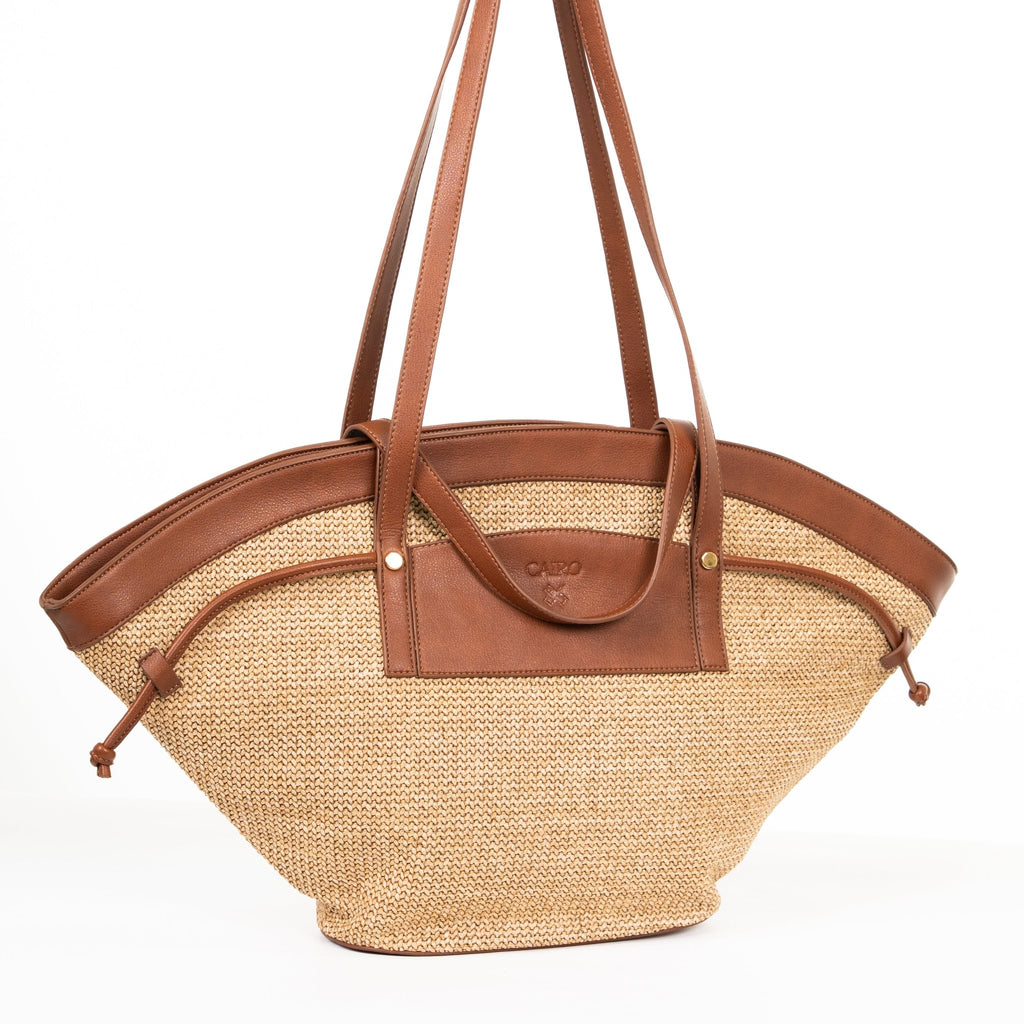 Cairo Raffia Tote — Brown - Cairo 86